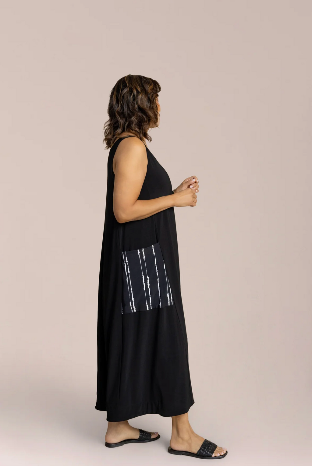 Sympli Flare Dress Pocket Print 28193
