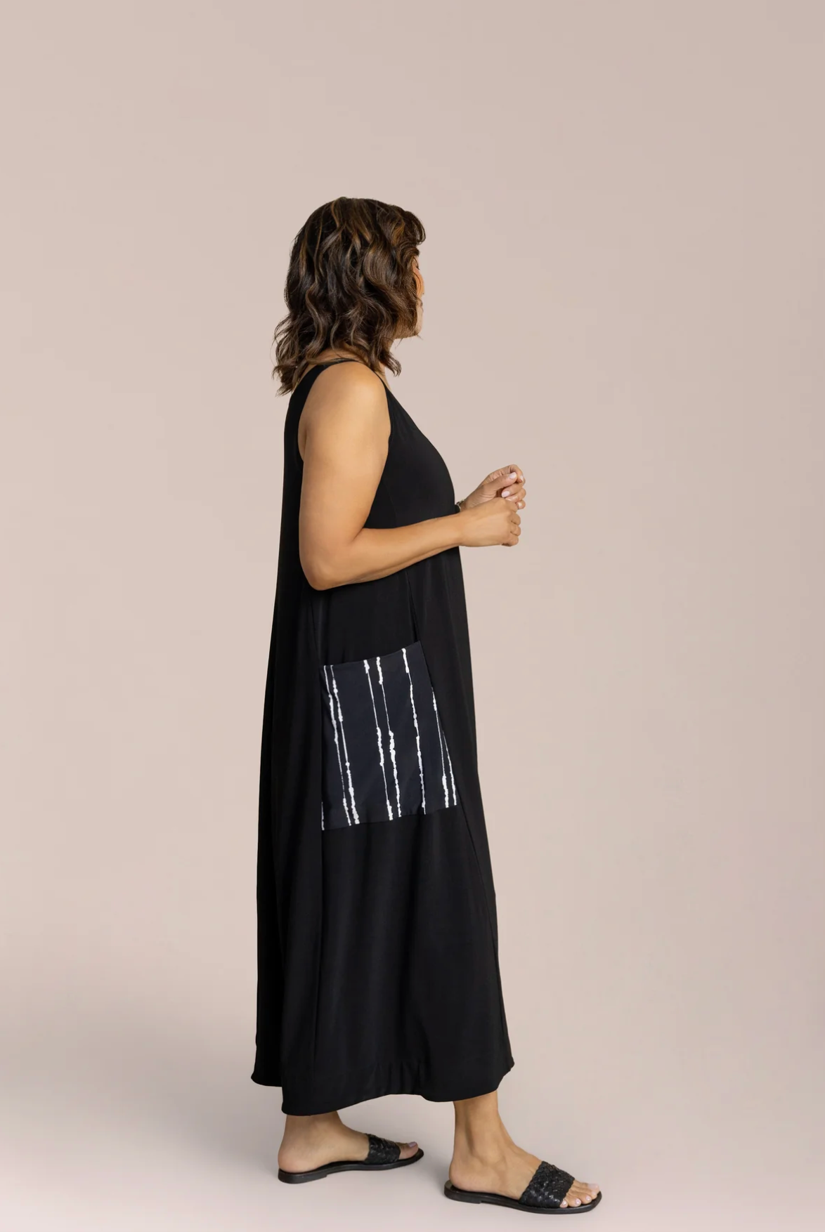 Sympli Flare Dress Pocket Print 28193