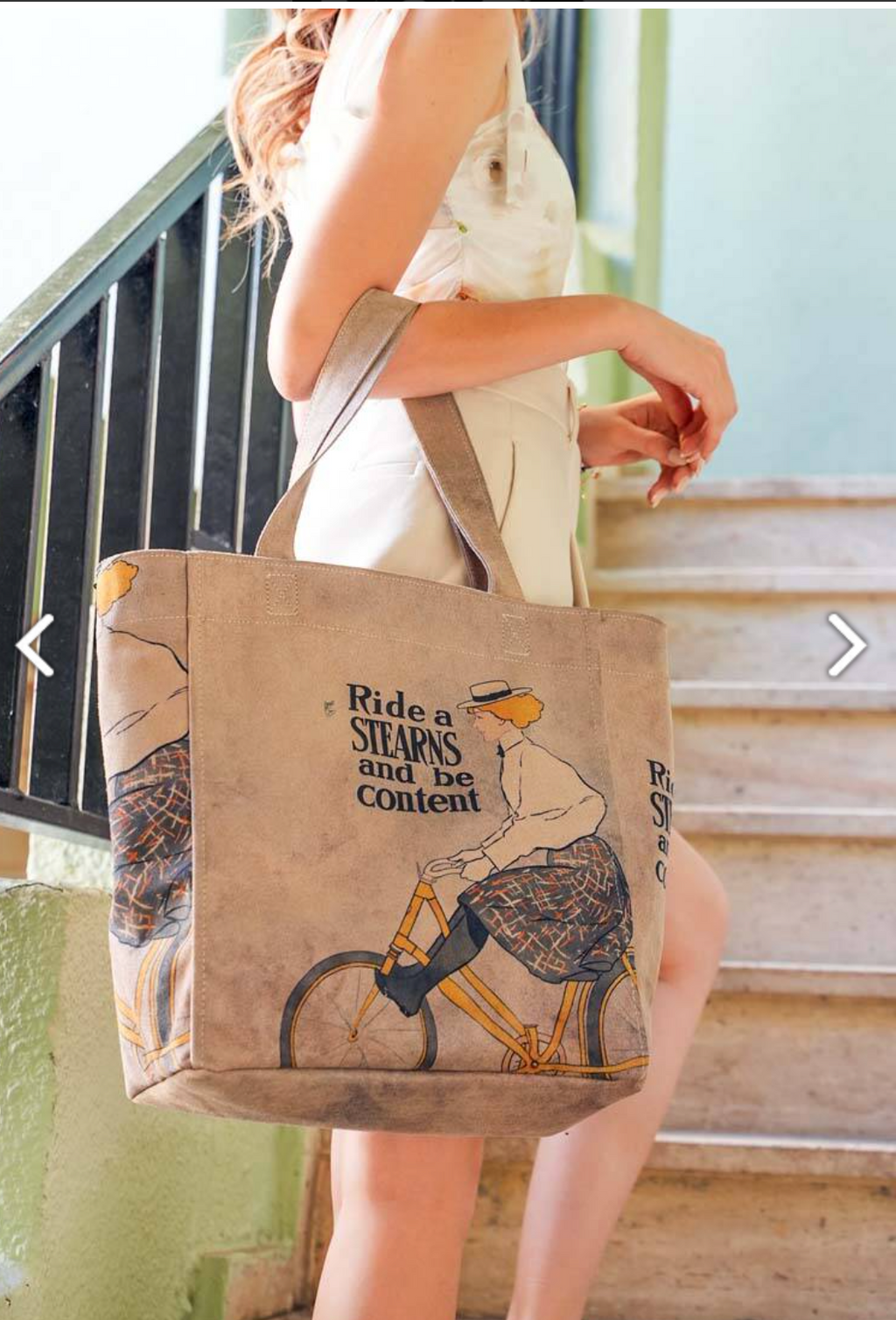 Dogo Women Vegan Gray Large Tote Bag - Rider Woman Design