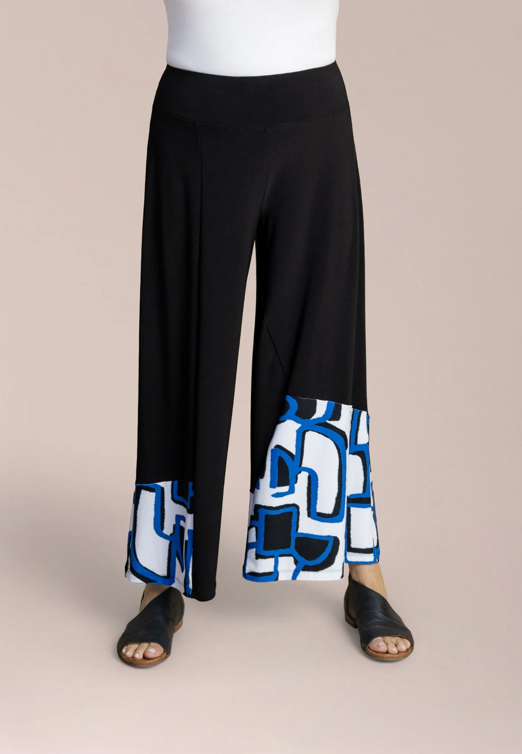 Sympli Wide Leg Crop, Blocked Print 27204