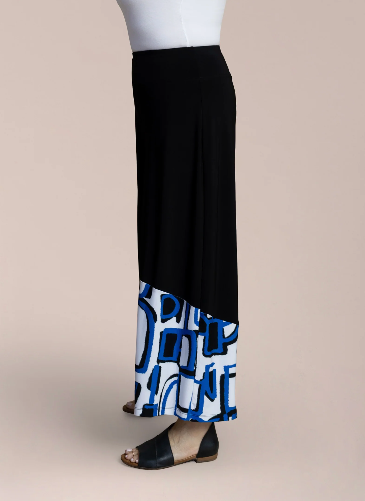 Sympli Wide Leg Crop, Blocked Print 27204