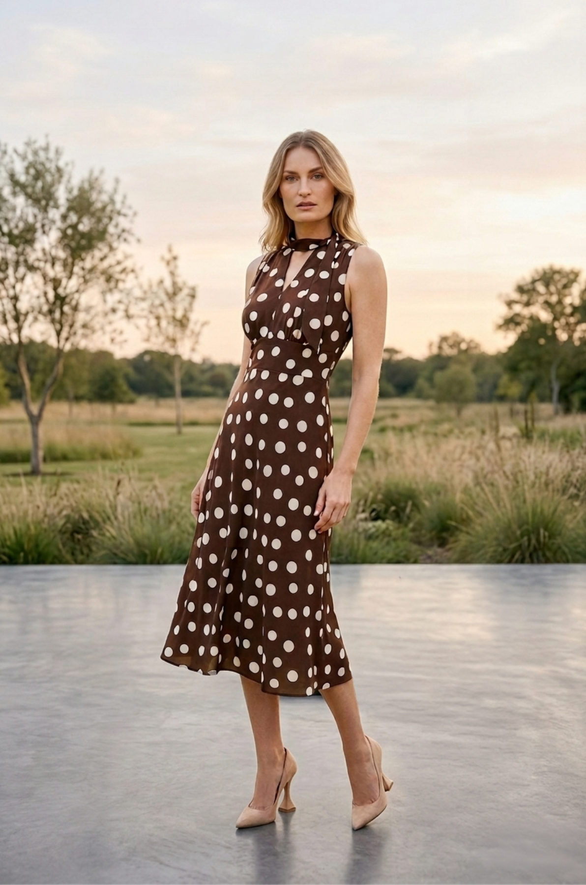 Frank Lyman Polka Dot A-line Dress Style 261380