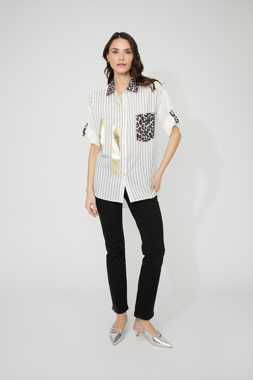 Frank Lyman Leopard Print Buttoned Shirt Style 261653