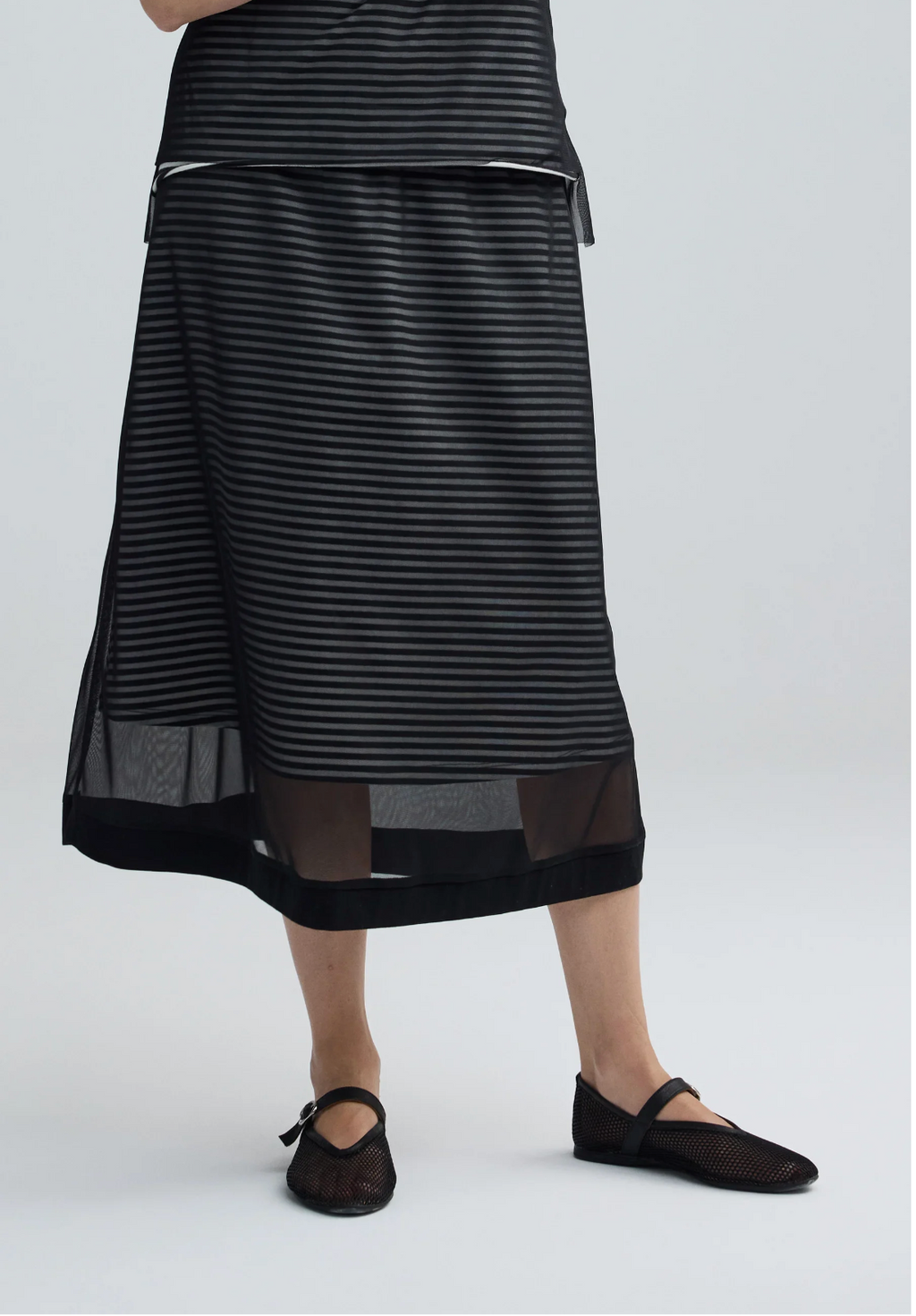 Luuka SAPHINA Striped Mesh Midi Skirt 403
