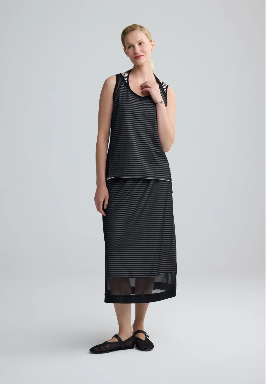 Luuka SAPHINA Striped Mesh Midi Skirt 403