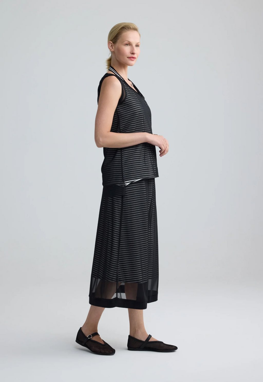 Luuka SAPHINA Striped Mesh Midi Skirt 403