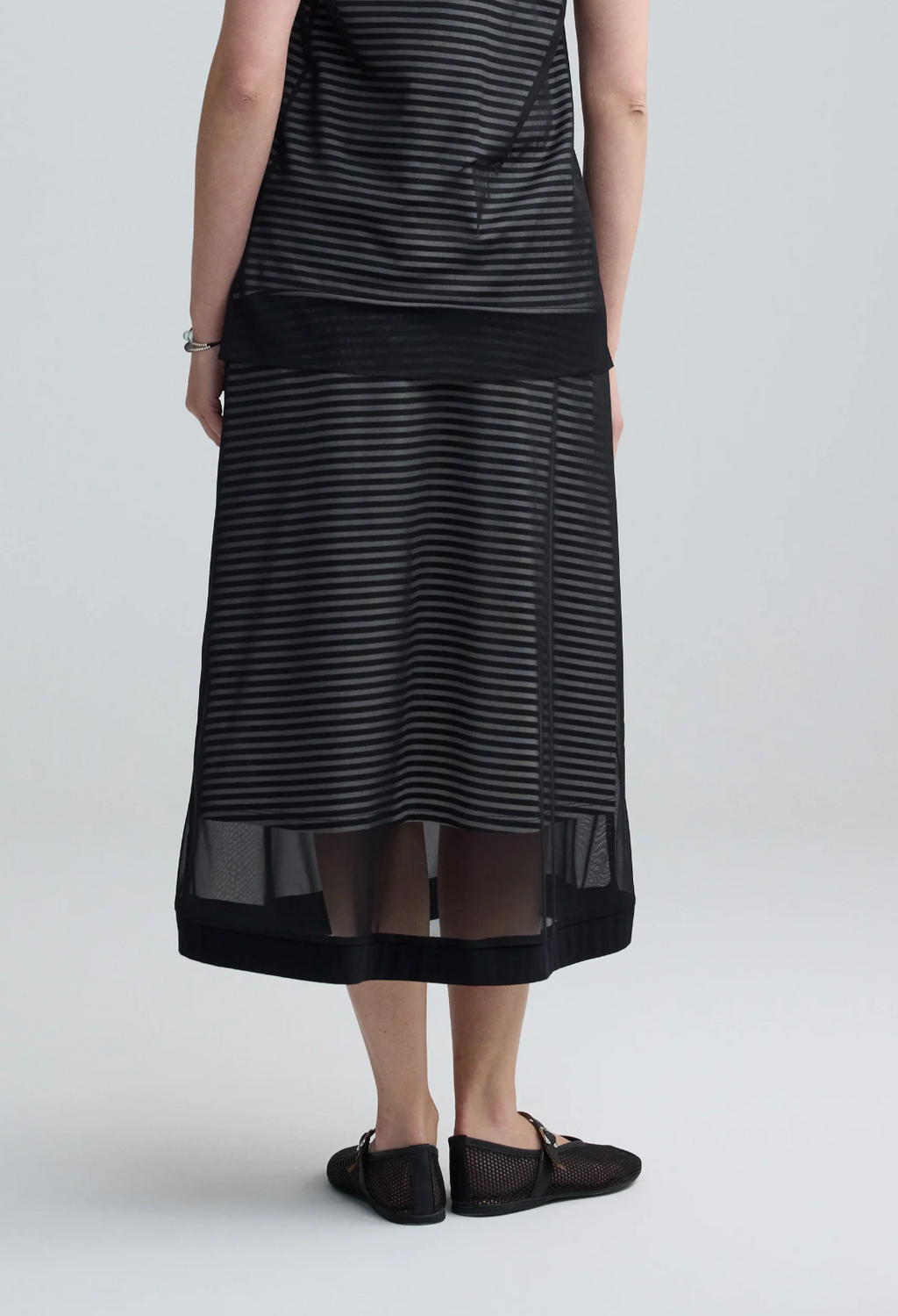 Luuka SAPHINA Striped Mesh Midi Skirt 403