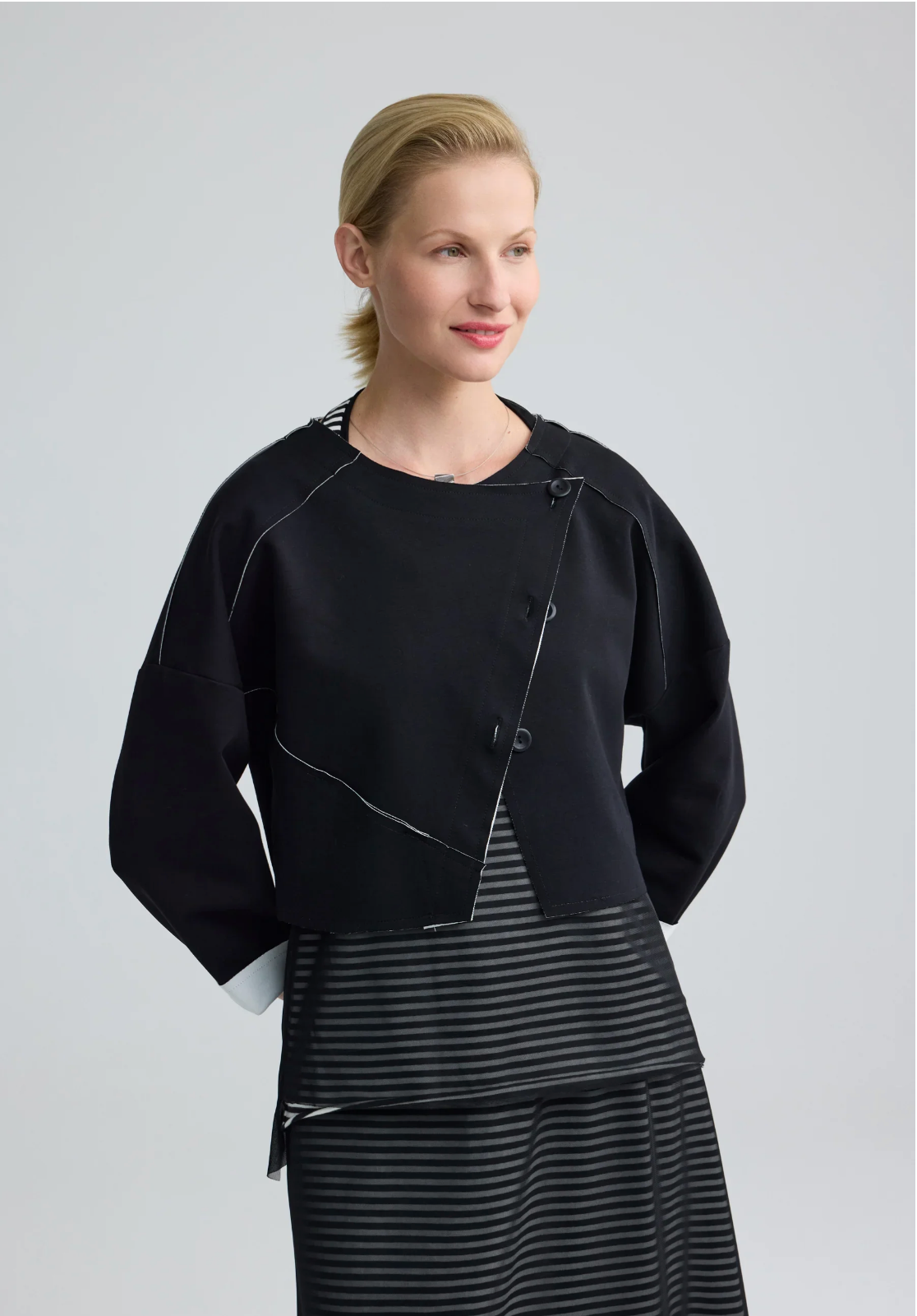 Luukaa MIRELLE Contrast-Stitch Cropped Jacket 3309