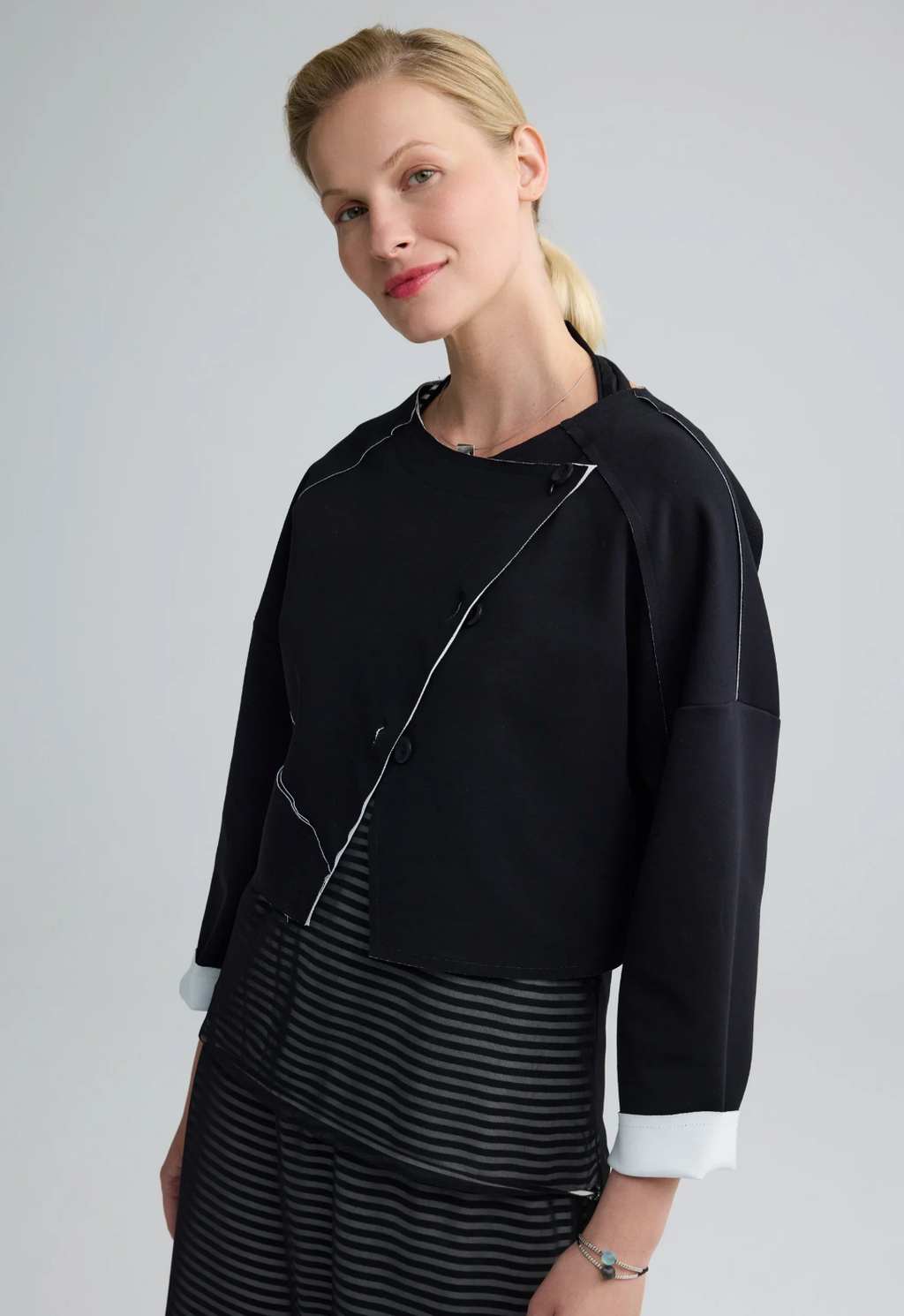 Luukaa MIRELLE Contrast-Stitch Cropped Jacket 3309