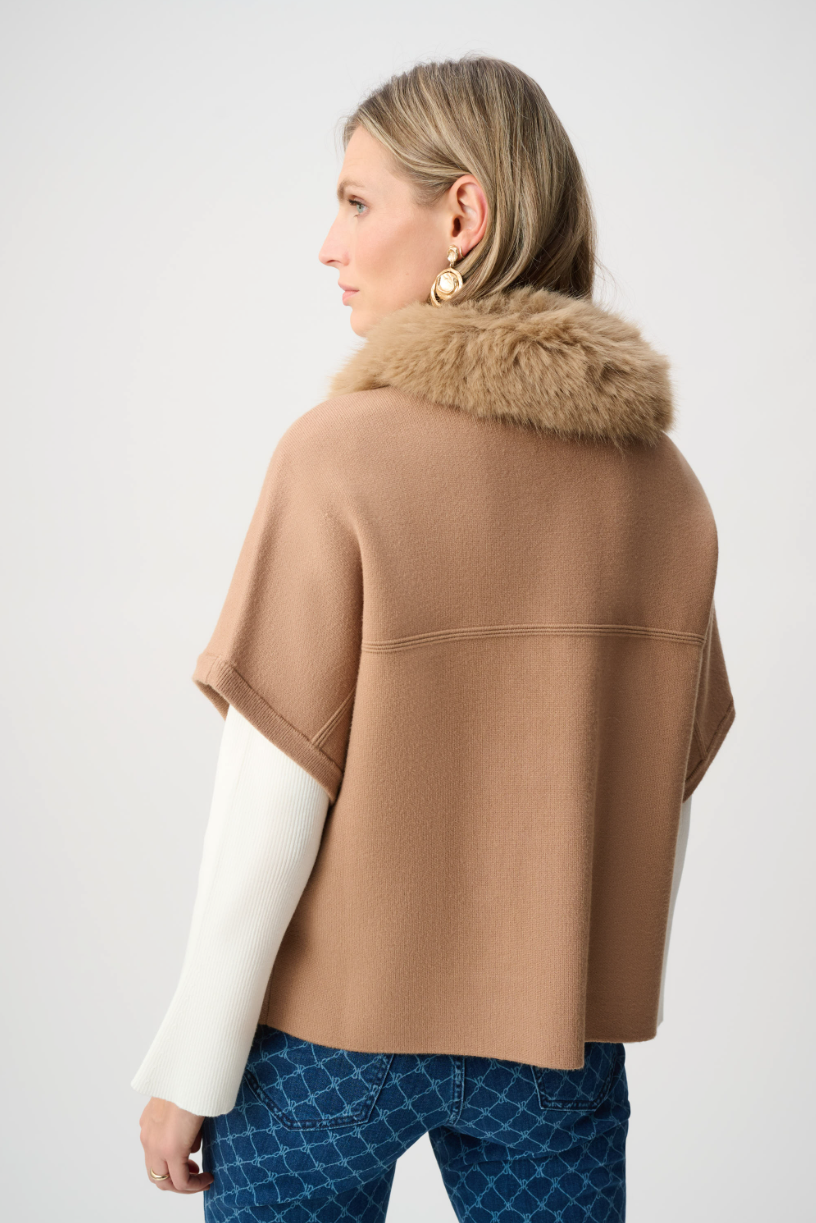 Joseph Ribkoff Short Cape With Fur Collar Style 263949