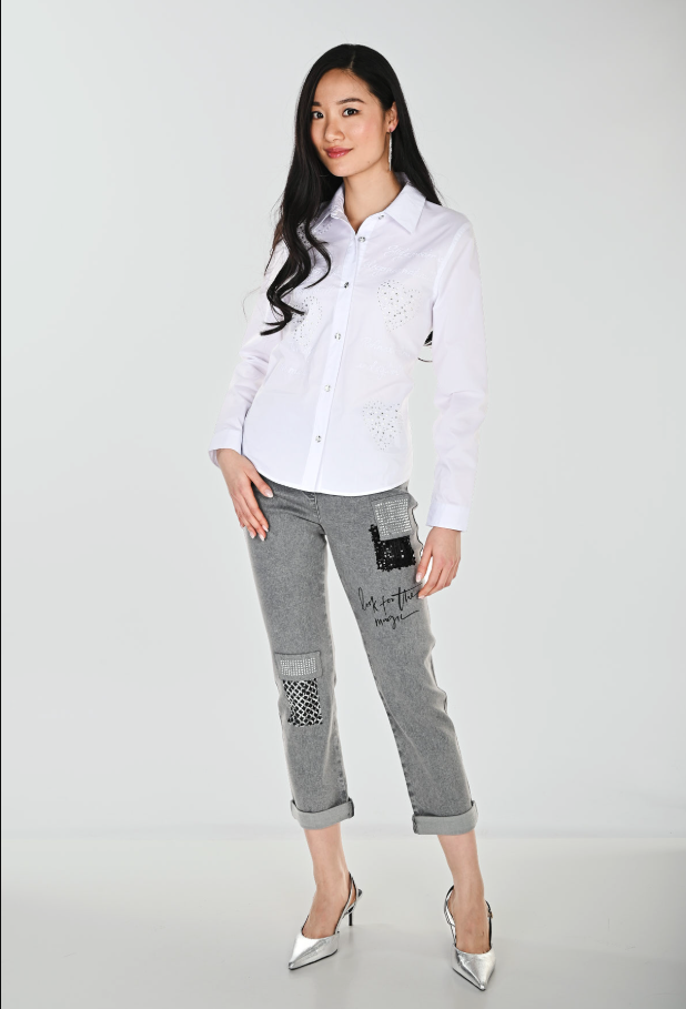 Frank Lyman Embellished Mid-rise Trousers Style 264819