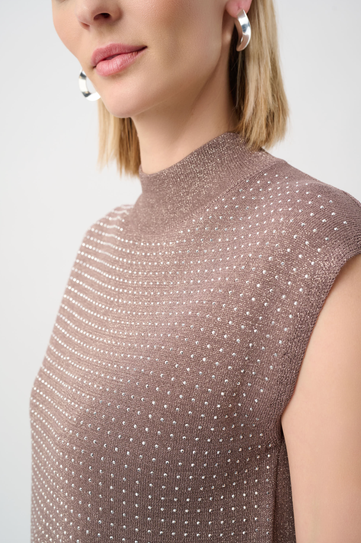 Joseph Ribkoff Mock Neck Jewel Embellished Pullover Style 254935