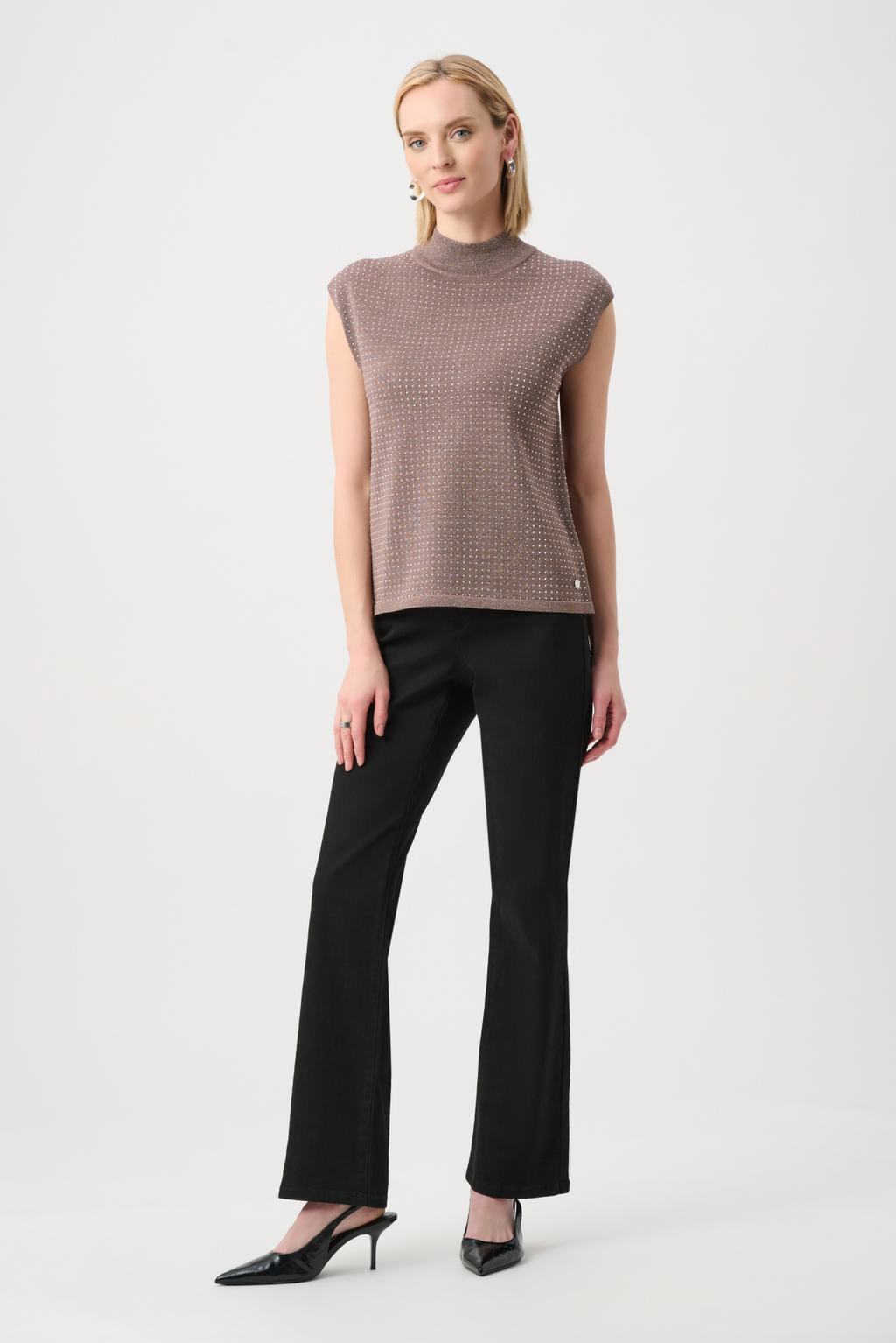 Joseph Ribkoff Mock Neck Jewel Embellished Pullover Style 254935