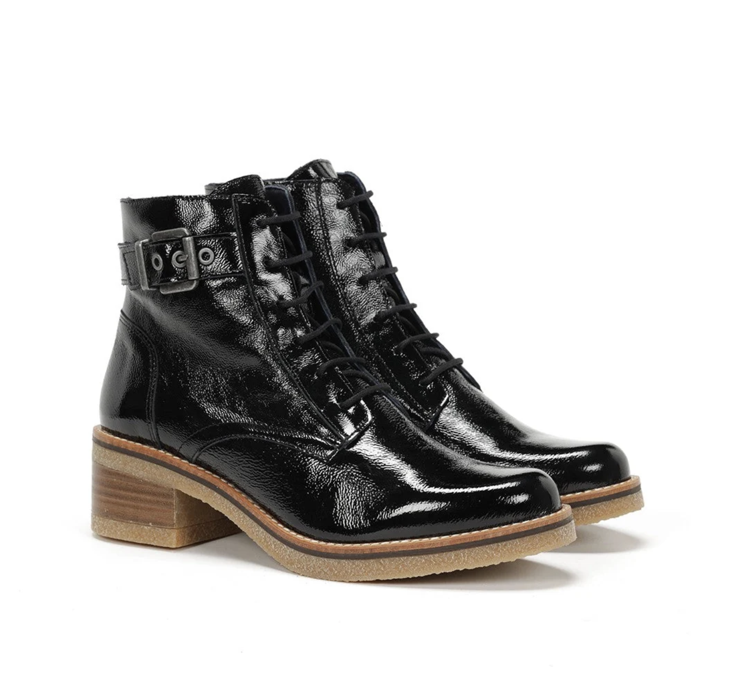 Dorking D8686L59837 Black Patent Lace-Up Ankle Boot