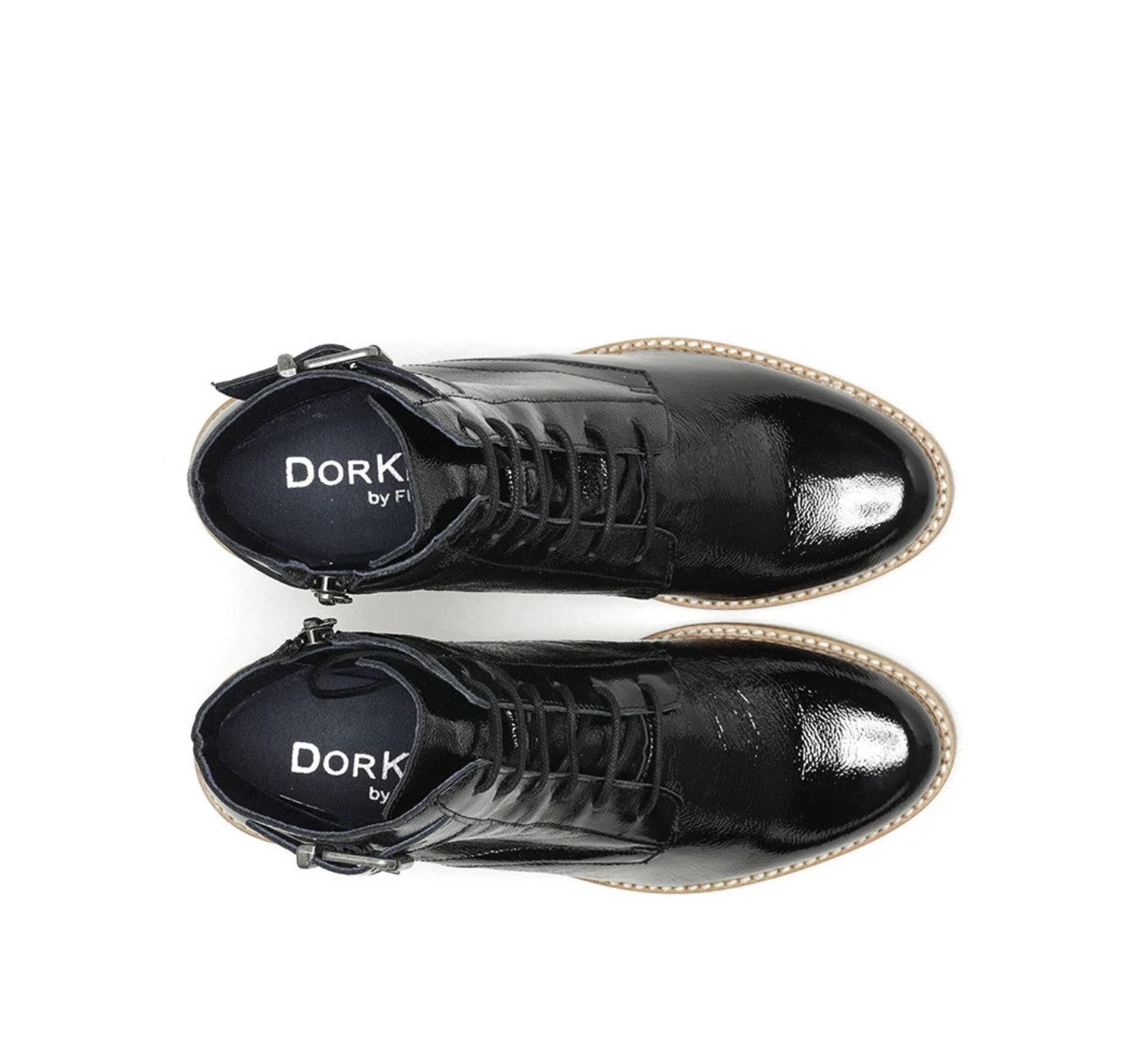 Dorking D8686L59837 Black Patent Lace-Up Ankle Boot