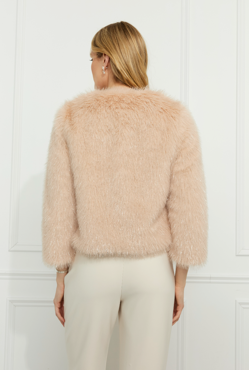 Frank Lyman Faux Fur Jacket With Jewels Style 259730