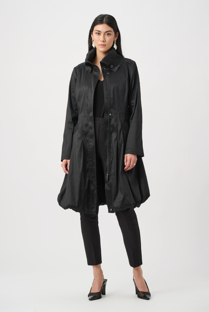Joseph Ribkoff Stretch Taffeta Belted Fit and Flare Balloon Coat Style 263911