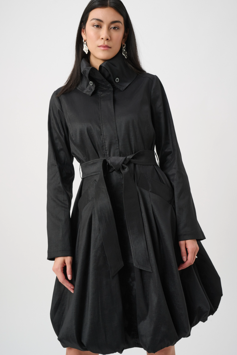 Joseph Ribkoff Stretch Taffeta Belted Fit and Flare Balloon Coat Style 263911