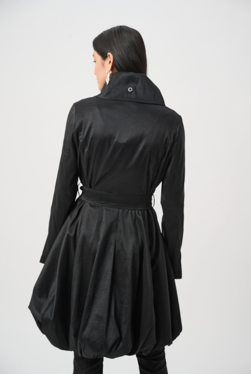 Joseph Ribkoff Stretch Taffeta Belted Fit and Flare Balloon Coat Style 263911