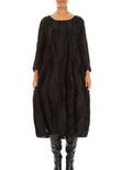 Grizas Balloon Black Fray Weave Dress 91948