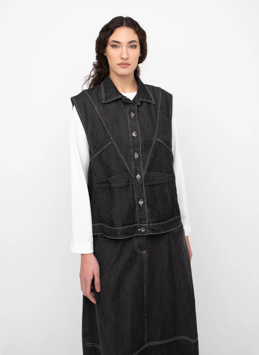 Ozai N Ku Black Denim Vest 777013
