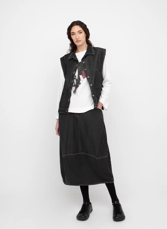 Ozai N Ku Black Denim Vest 777013