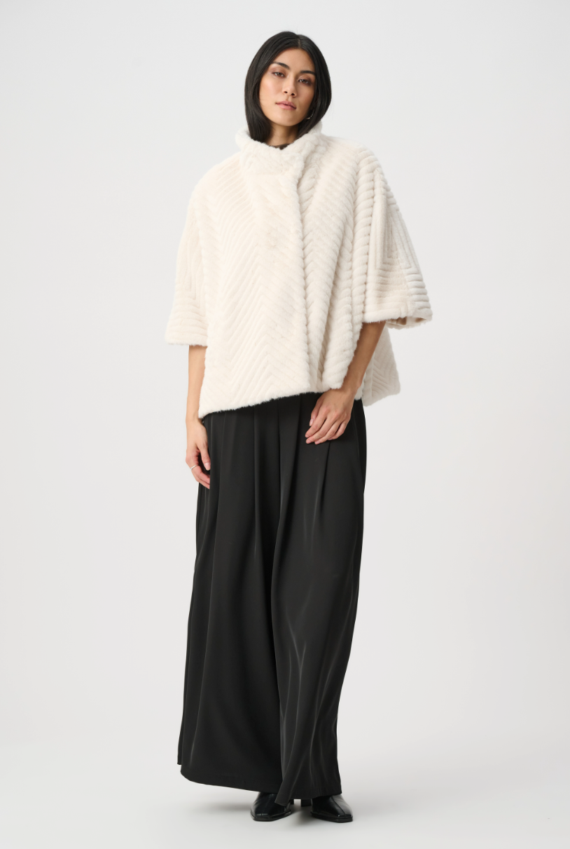 Joseph Ribkoff Short Chevron Faux Fur Cape 263917