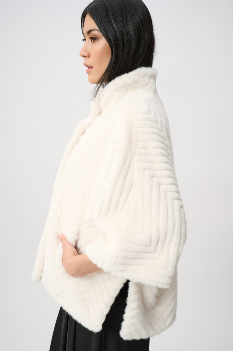 Joseph Ribkoff Short Chevron Faux Fur Cape 263917
