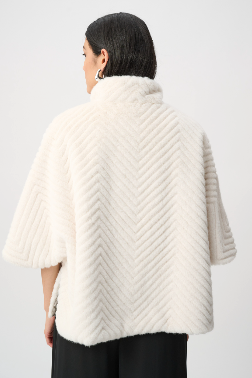 Joseph Ribkoff Short Chevron Faux Fur Cape 263917