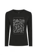 I’cona Long Sleeve Cotton Tee with Animal Print Motif 64428