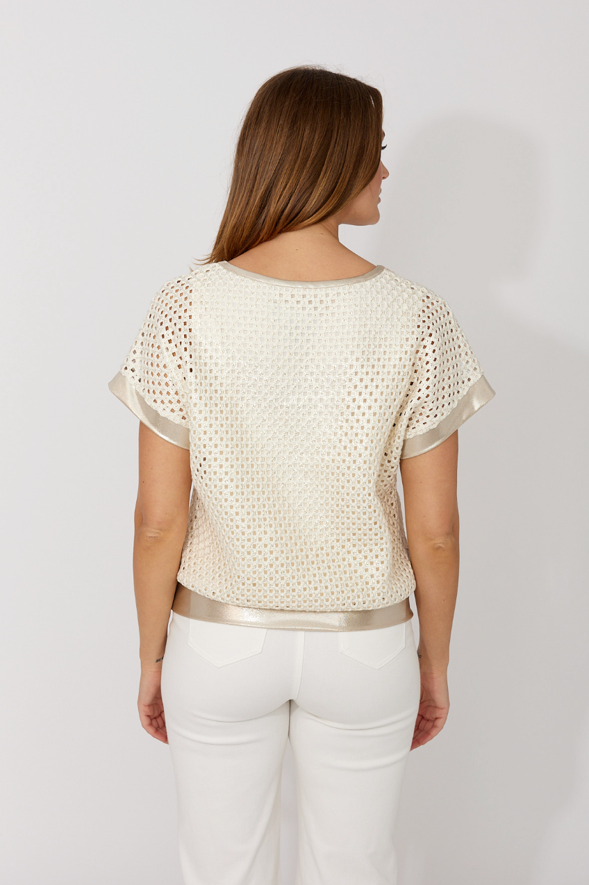 Frank Lyman Embellished Cropped Pullover Style 266283