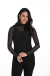 Frank Lyman Black Sheer Long Sleeves Top - Style 243482U