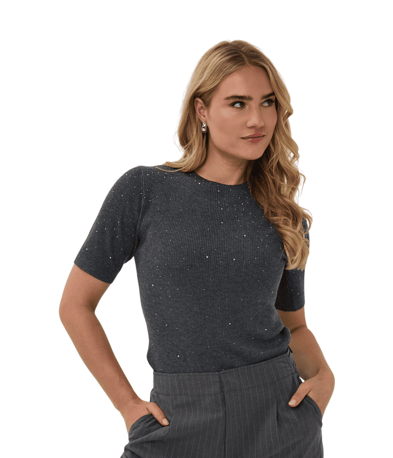 Esqualo Embellished Short Sleeve Knit Top F2502521