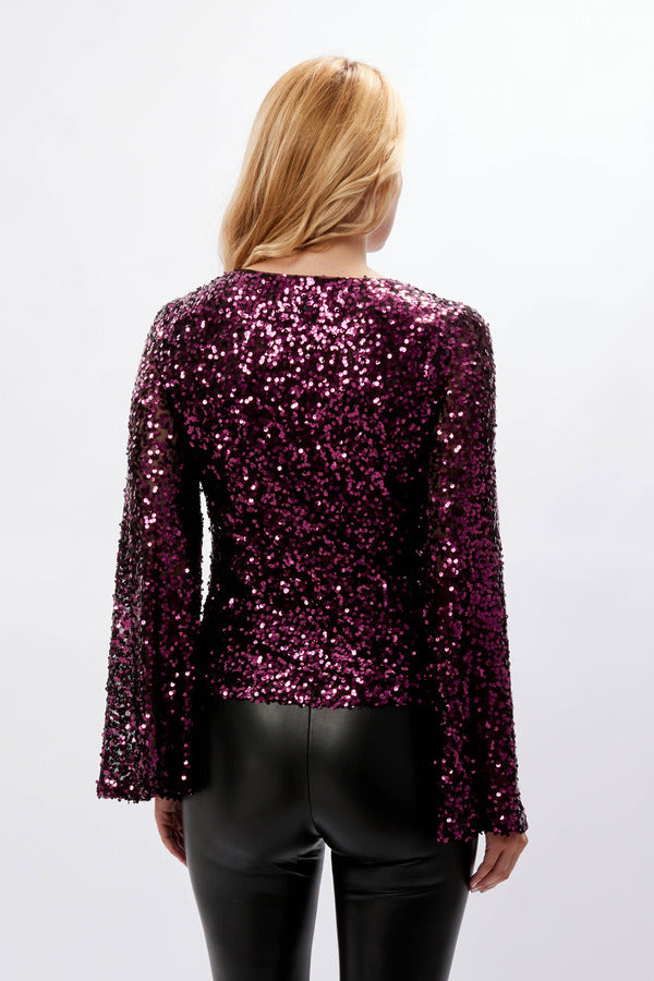 Frank Lyman Fuchsia All-over Sequin Sweater Style 234126u