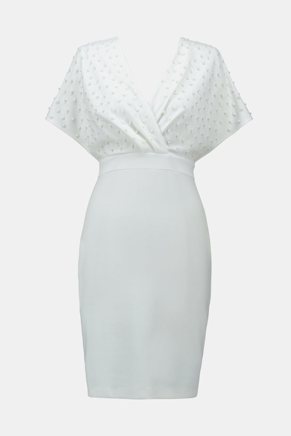 JOSEPH RIBKOFF Pearl Bodice Wrap Front Dress Style 241761