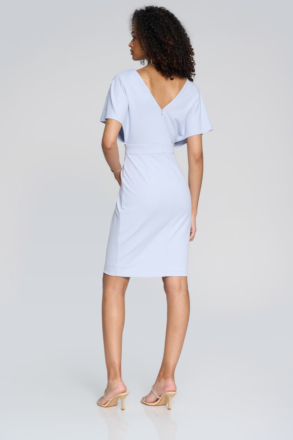 JOSEPH RIBKOFF Pearl Bodice Wrap Front Dress Style 241761