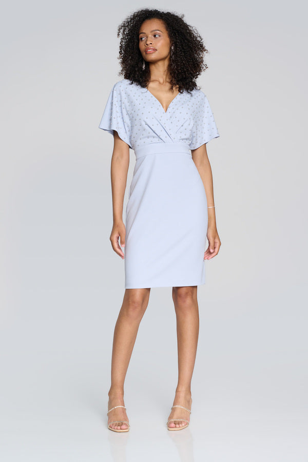 JOSEPH RIBKOFF Pearl Bodice Wrap Front Dress Style 241761