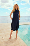 Joseph Ribkoff - Midnight Blue Textured Sleeveless Cocoon Dress Style 241204