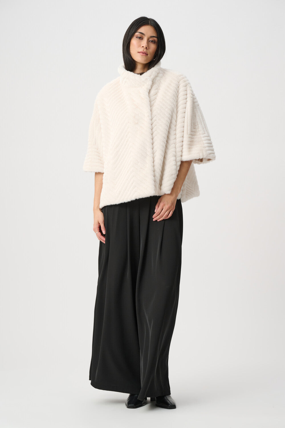 Joseph Ribkoff Short Chevron Faux Fur Cape 263917