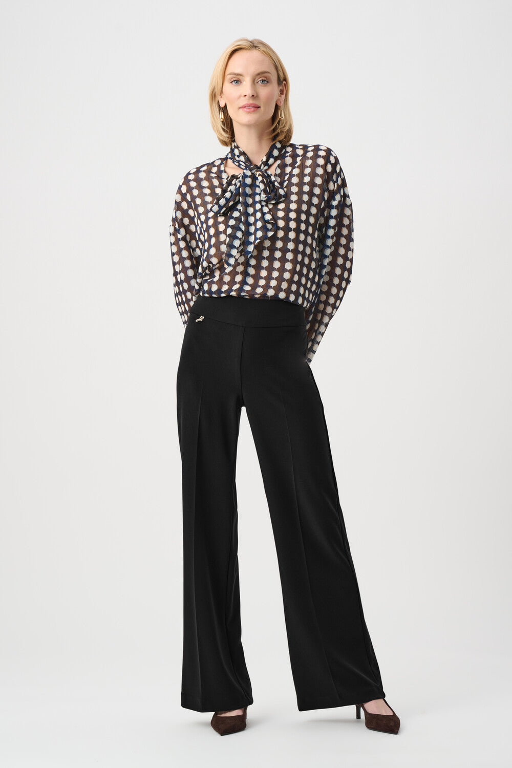 Joseph Ribkoff Belted Mid-Rise Trousers Style 263074 - Black & Navy