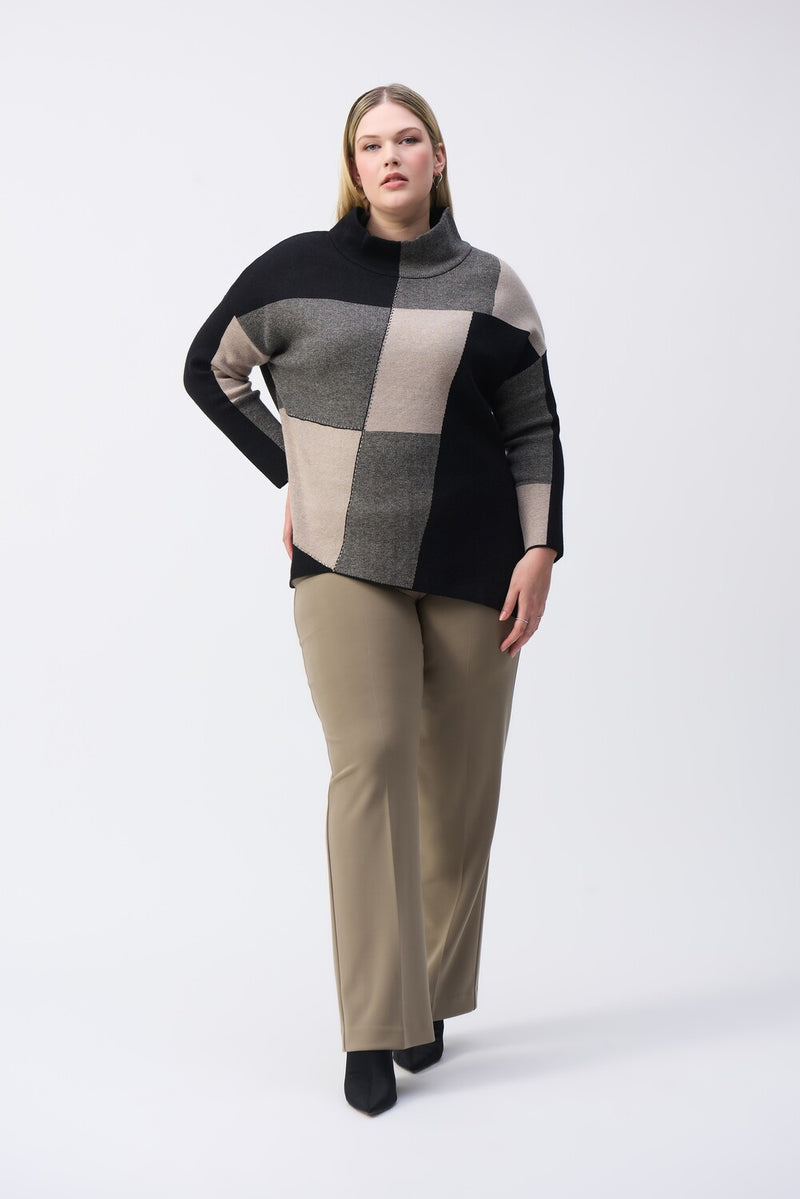 Joseph Ribkoff Color-block Jacquard Knit Pullover Style 243944