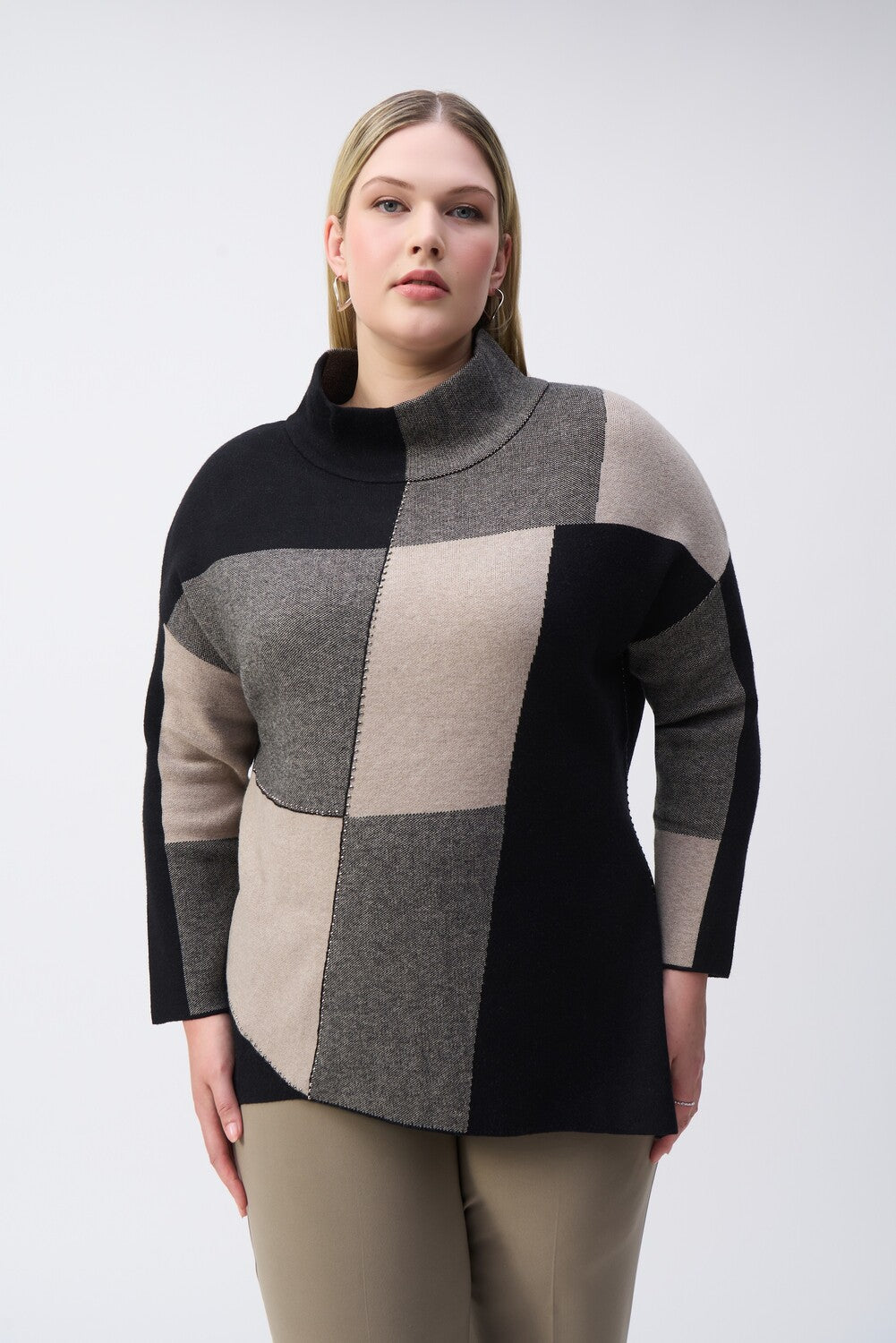 Joseph Ribkoff Color-block Jacquard Knit Pullover Style 243944