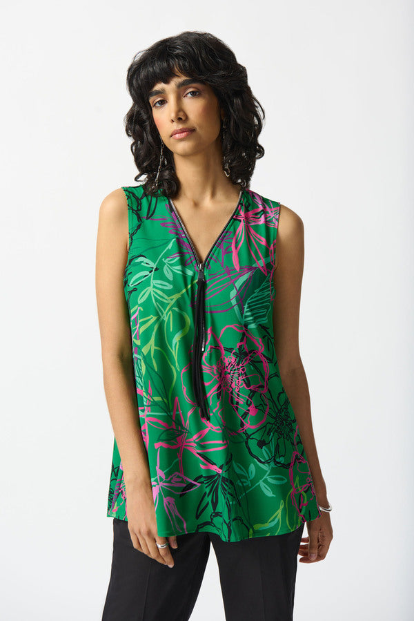 JOSEPH RIBKOFF Tassel Detail Printed Top Style 242235