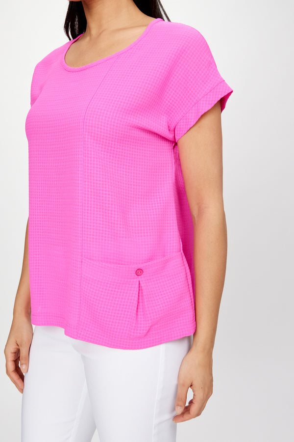 JOSEPH RIBKOFF Textured & Checkered Top Style 241217