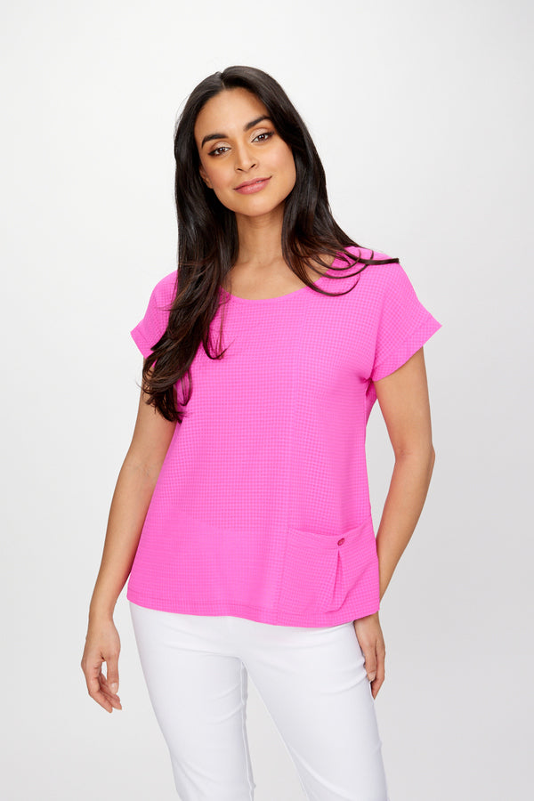 JOSEPH RIBKOFF Textured & Checkered Top Style 241217
