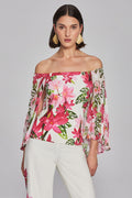 JOSEPH RIBKOFF Floral Print Drop Sleeve Top Style 241780
