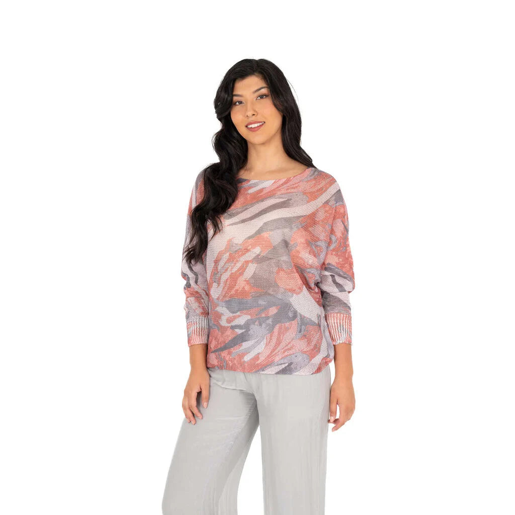 M Made in Italy - Knit Top 5013 in Navy and Rose Gold