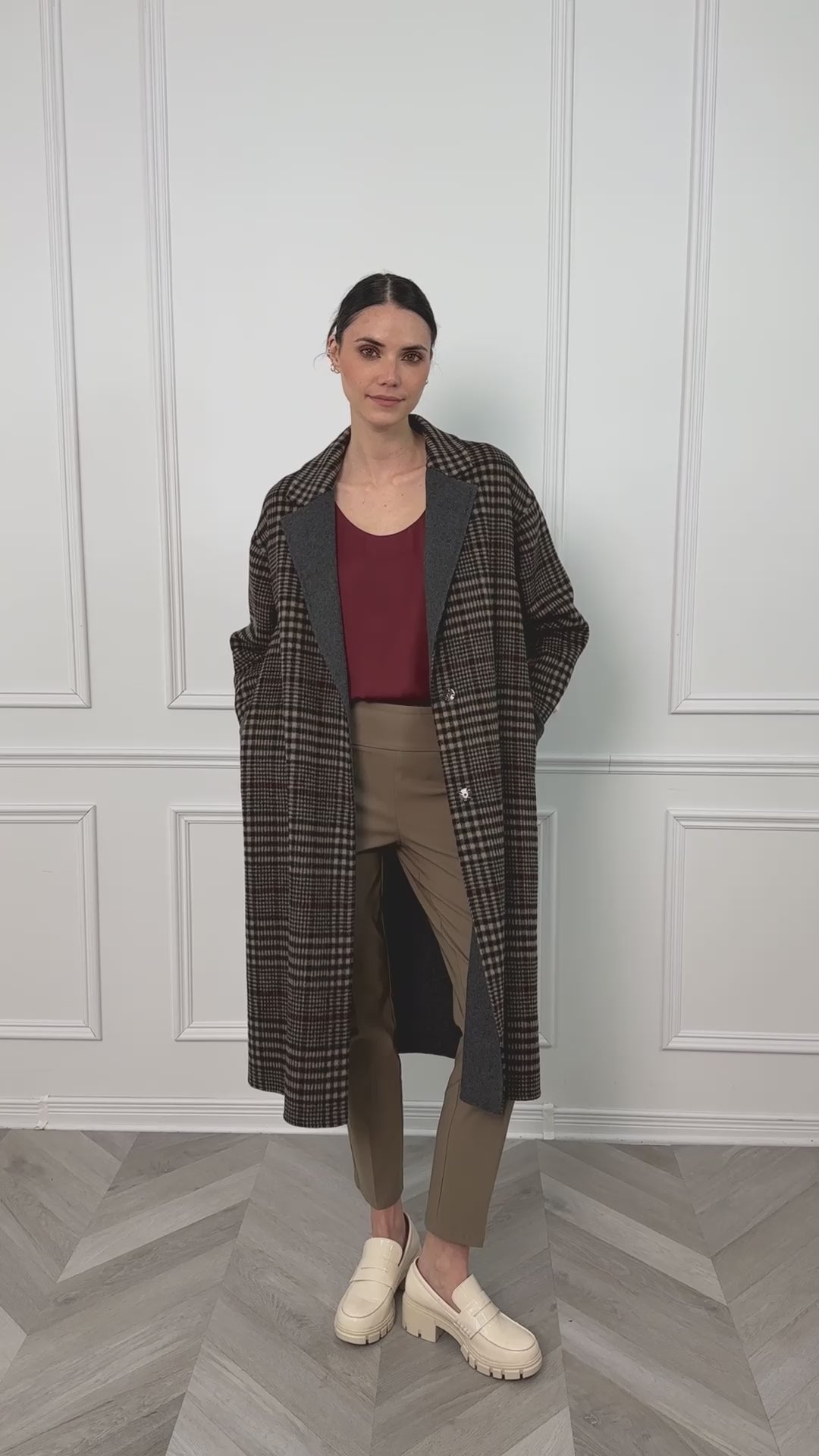 Joseph Ribkoff Plaid Long Overcoat Style 253946