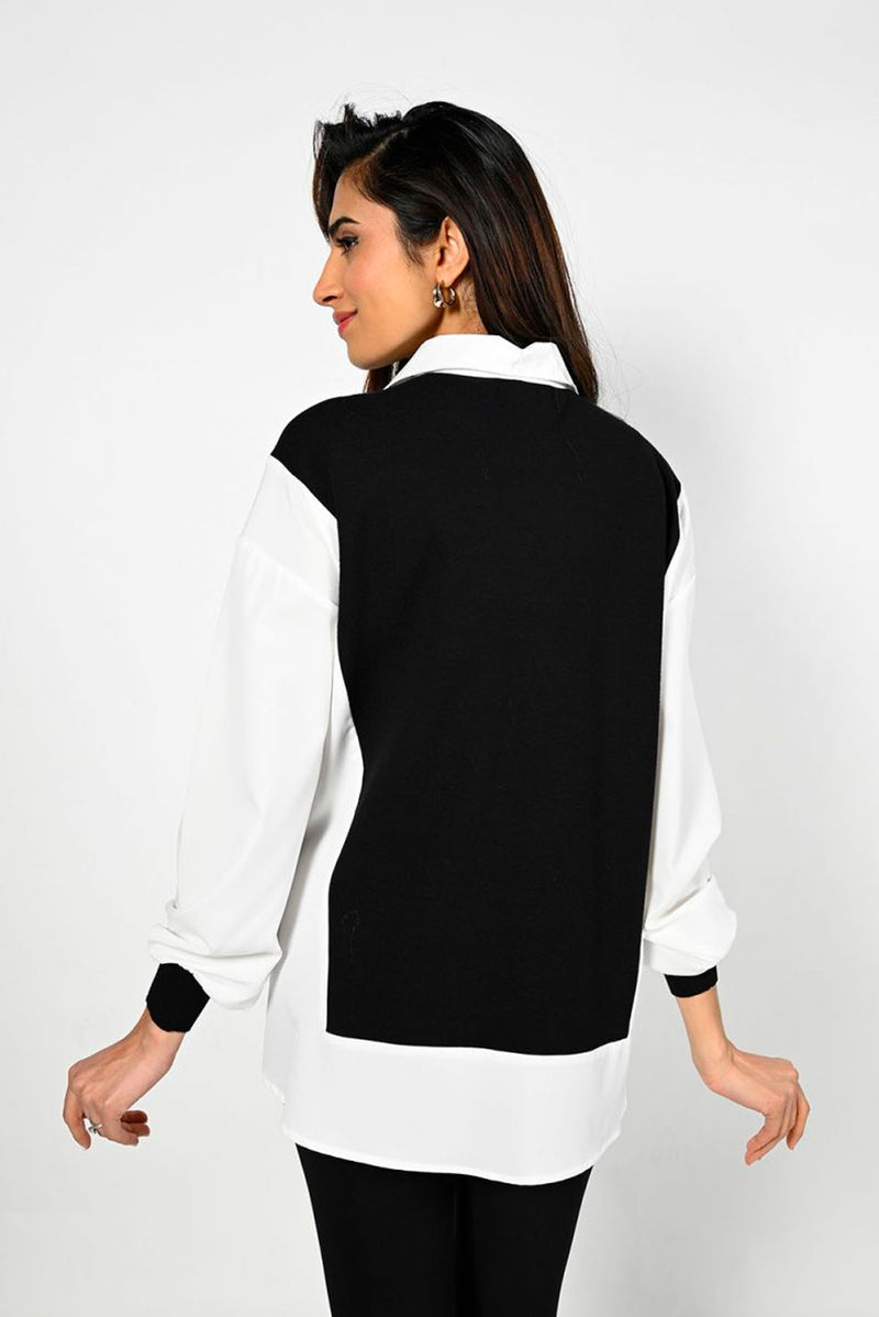 Frank Lyman Black and White Woven Blouse Style | Style: 223437