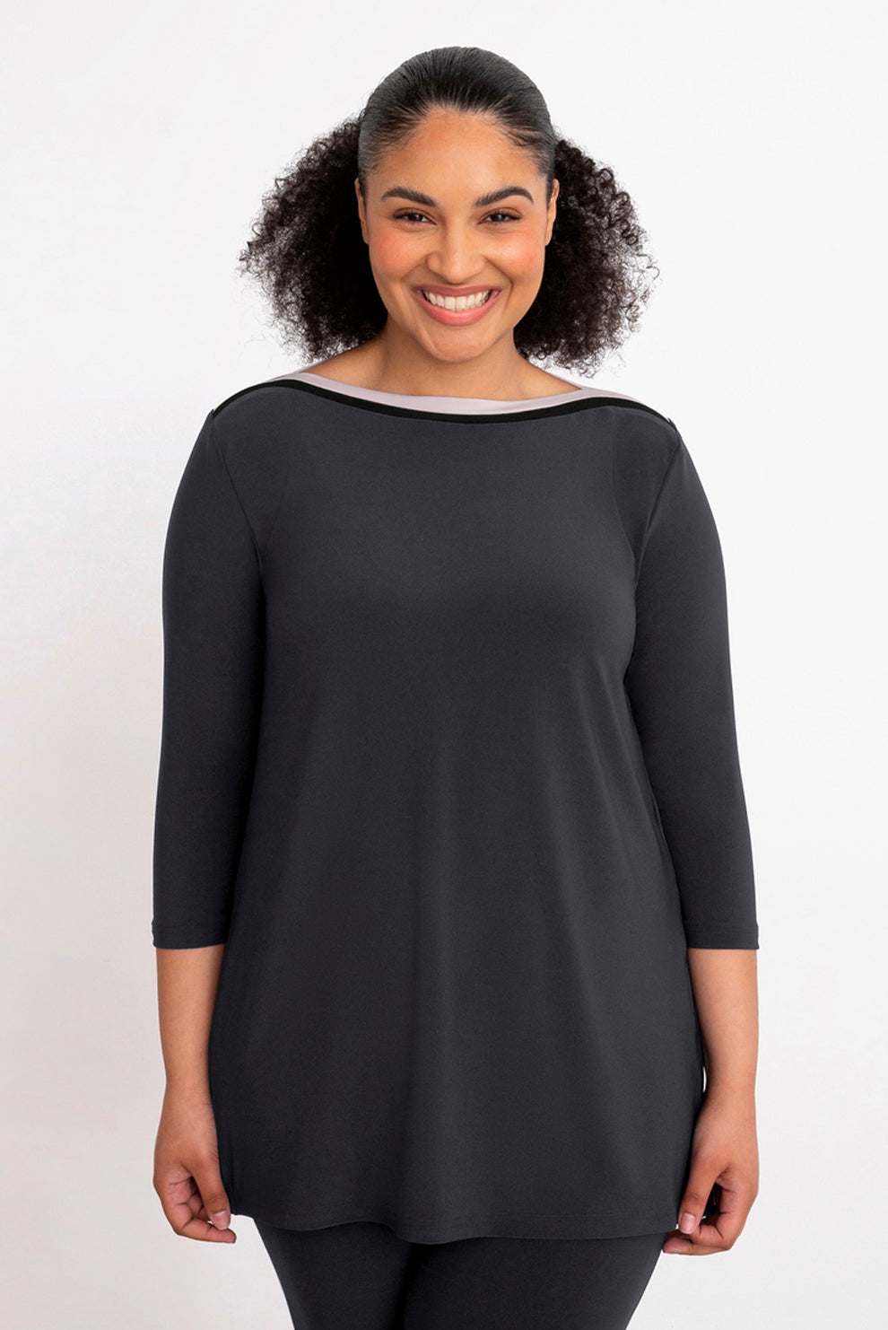 Sympli Underline Boat Neck Tunic, 3/4 Sleeve | Style:23187-2